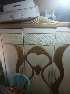 Modern Bed and Three-Door Wardrobe