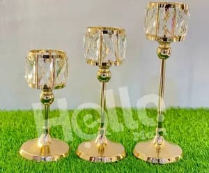 Set of 3 Crystal Candle Holders