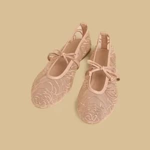 MAX Embroidered Ballerina Shoes with Elasticated Strap