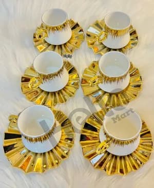 Gold Coffee Cup Set 6 Pieces