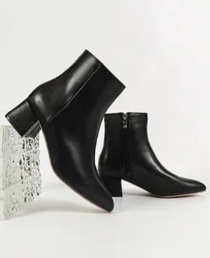 Low heel pointy toe ankle boots