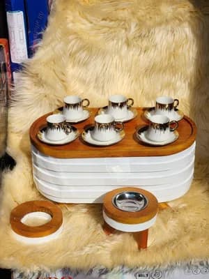 Coffee Cup Set with Golden and Silver