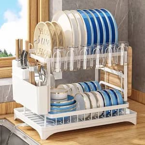 2 Tier Stainless Steel Dish Drainer Rack