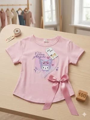 Girls bow decor cute t-shirt Size 1-5 years