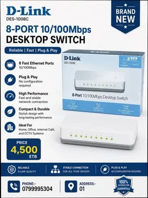 D-Link DES-1008C 8-Port Network Switch