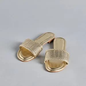MAX Golden Slip On Flat Sandals