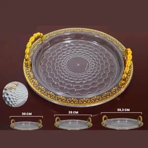 3Sets serving acrylic Tray with golden handle