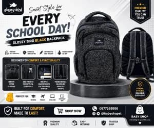Glossy Bird Black Backpack