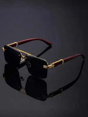 Men's Double-Bridge Rimless Metal Sunglasses