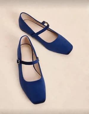 Square toe buckle bet ballerina flat