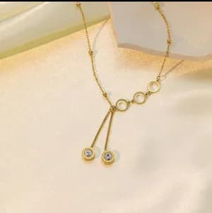 Gold Circle Tassel Pendant Necklace