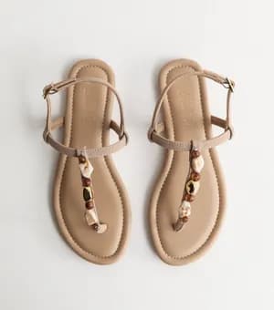 New look stone faux suede embellished strap sandals