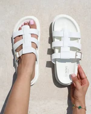 SIMMI LONDON berri white chunky footbed slippers