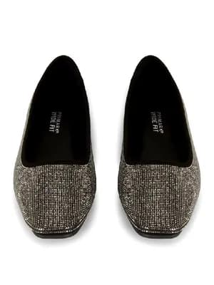 Primark Squared Toe Diamanté Ballerina 36