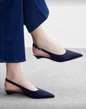 Pointed toe slingback flat
