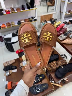 Women's Brown Slide Sandals Size 38
