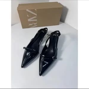 Zara Black Slingback Heels Size 39