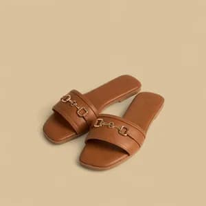 MAX Brown Slip-On Flat Sandals