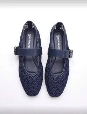 Mesh ballerina flat with buckle belt