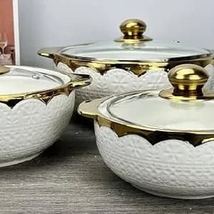 Luxury 3-Piece Ceramic Serving Bowl Set