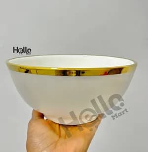 White Serving Bowl with Gold Rim