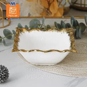 Luxury Gold Rimmed Ceramic Bowl