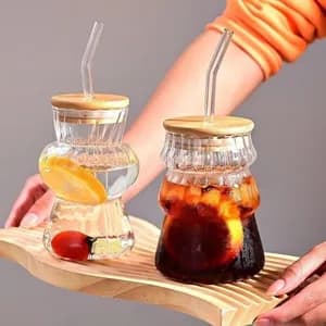 Mojito Glass with Bamboo Lid and Straw