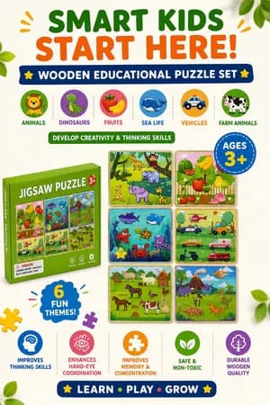 6-in-1 Wooden Puzzle Set