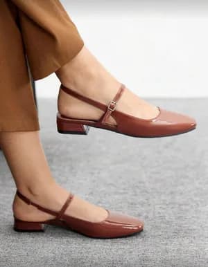 Mary Jane square toe comfortable low heel flat