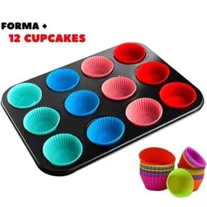 12-Cup Muffin Pan with Silicone Cases