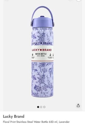 Lucky Brand Floral Water Bottle 650ml Lavender