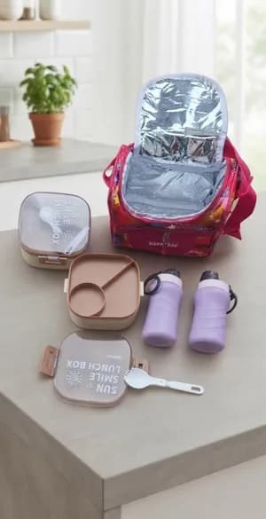 Children's Lunch Box Set with Bag and Water Bottles