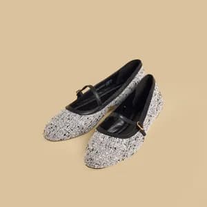 MAX Textured Buckle Ballerina Shoes