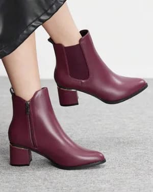Point toe low heel ankle boots
