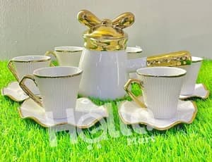 7-Piece White Gold Coffee Set