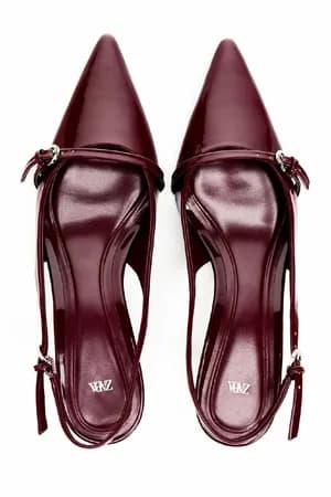 Zara patent kitten heel slingback