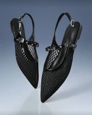 Pointy toe sling back mesh flat
