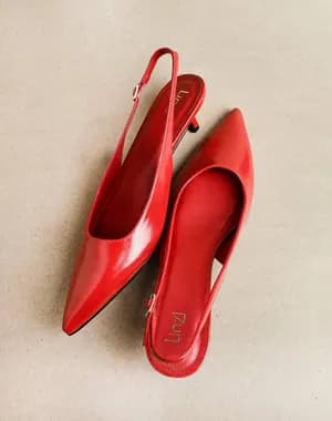 LINZI Elvira red faux leather kitten court heels