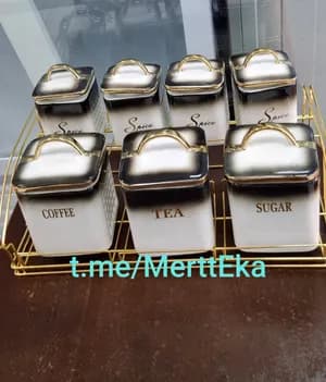 Modern Minimalistic Golden Edged Ceramic Spicesand Cereal Rack
