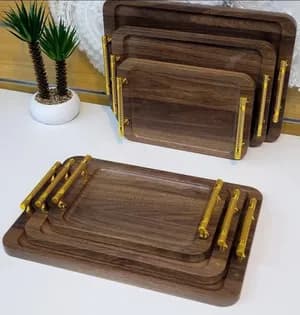 Wood Serving Tray Set 3 Pieces
