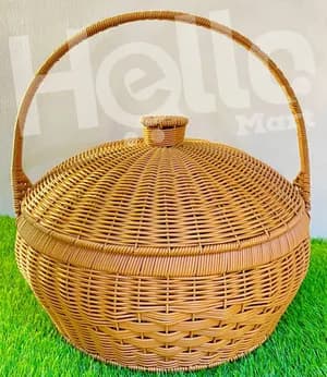 Woven Rattan Storage Basket with Lid