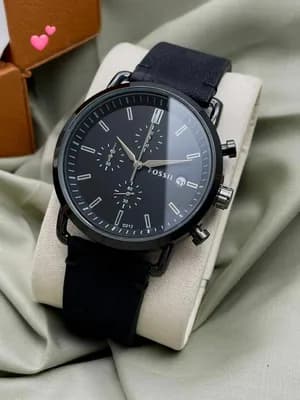 Fossil Chronograph Leather Strap Watch