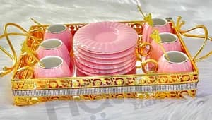 Pink Gold Service Tray Set