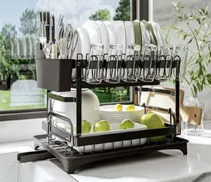 2 Tier Stainless Steel Dish Drainer Rack
