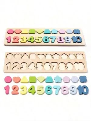 Wooden Montessori Puzzle Words and Shapes Learning