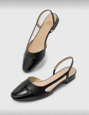 Women flat slingback strap cap toe