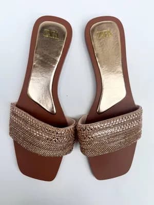Zara rhinestone-embellished flat sandals
