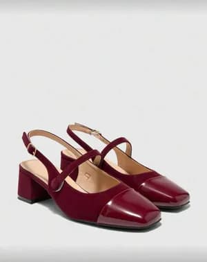 Square toe slingback low heel pump