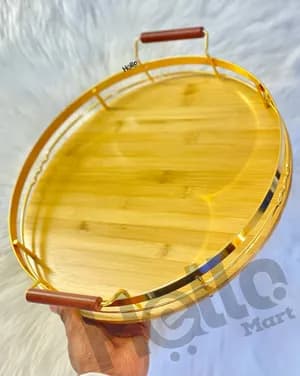Round Wooden Service Tray