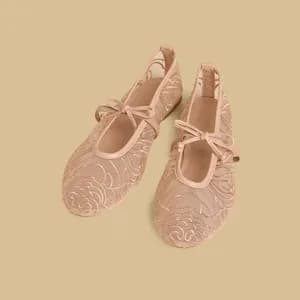 MAX Embroidered Ballerina Shoes with Elasticated Strap